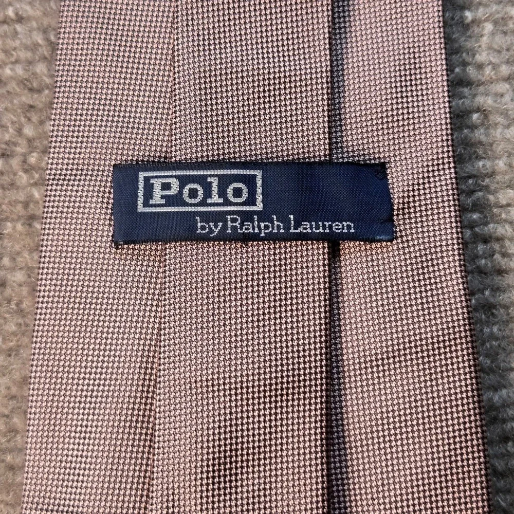 Polo Ralph Lauren Mauve Pink Silk Birdseye Texture Pony Logo Tie Made in USA